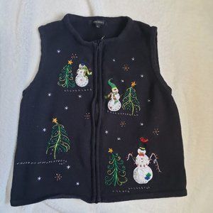 A real vintage ugly Christmas zip up vest